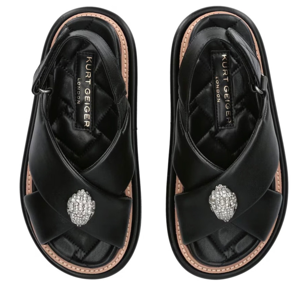 Kurt Geiger Orson Sandals Women 39 Black Excellence Crystal Eagle Head Platform - Picture 1 of 8